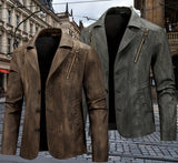 Veste en cuir PU, à revers, marron foncé