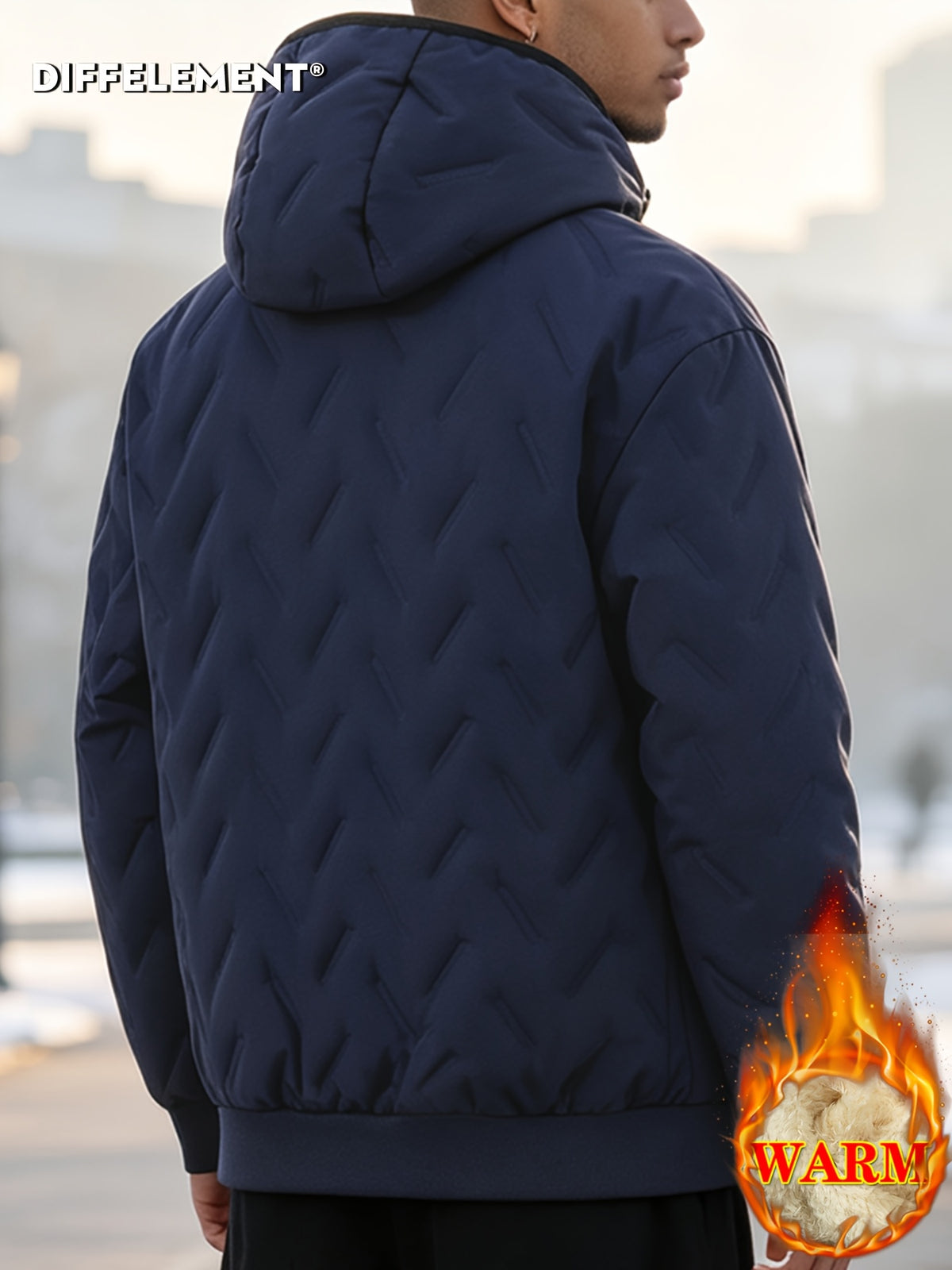 Veste matelassée pour homme, coupe-vent, à capuche, noir