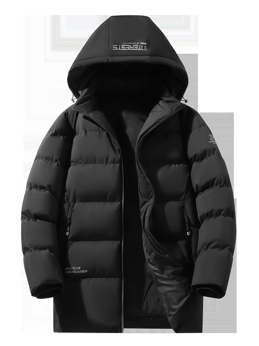 Manteau matelassé pour homme, à capuche, paon bleu