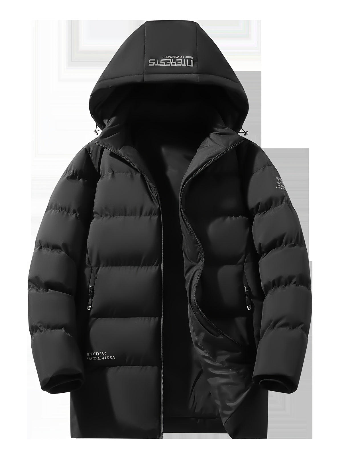 Manteau matelassé pour homme, à capuche, paon bleu