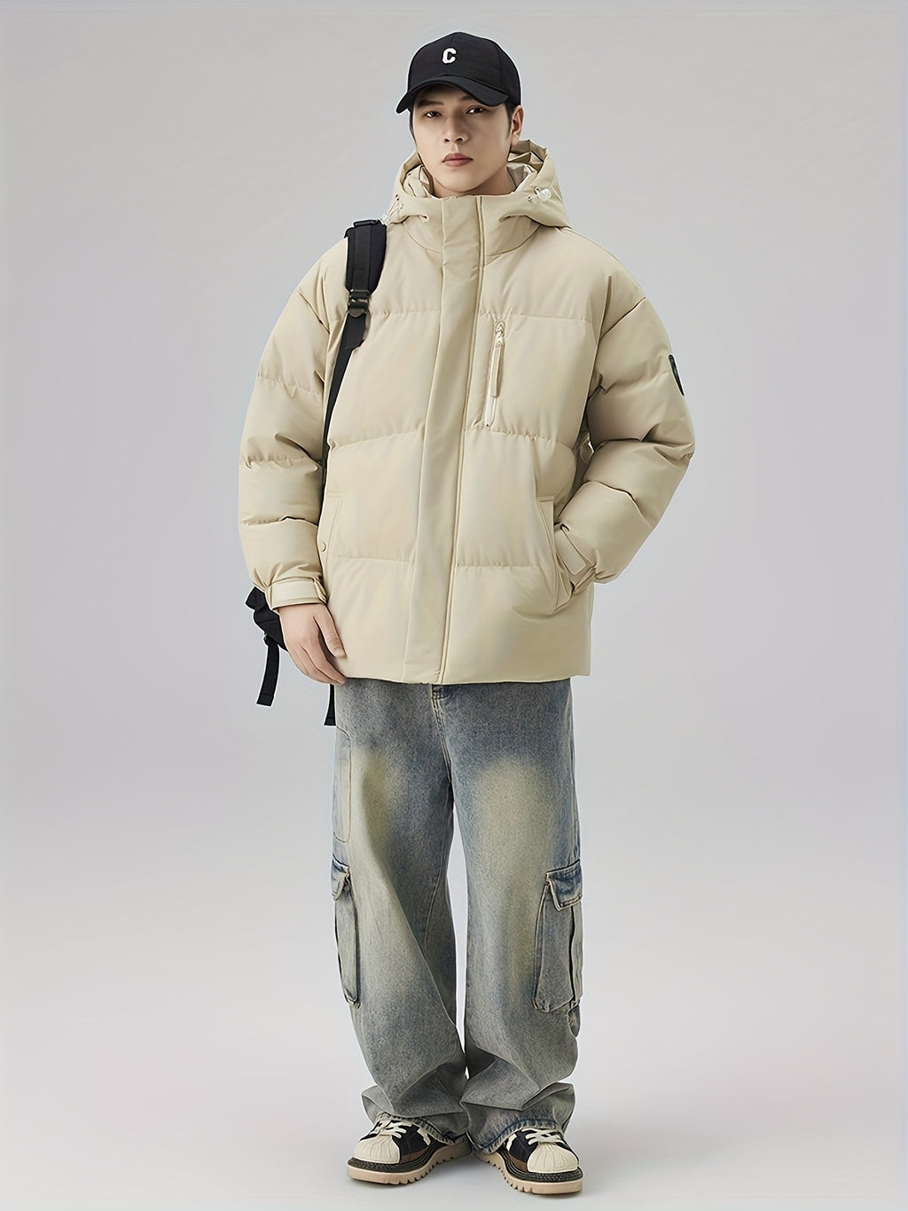Manteau matelassé pour homme, à capuche, épi de blé jaune