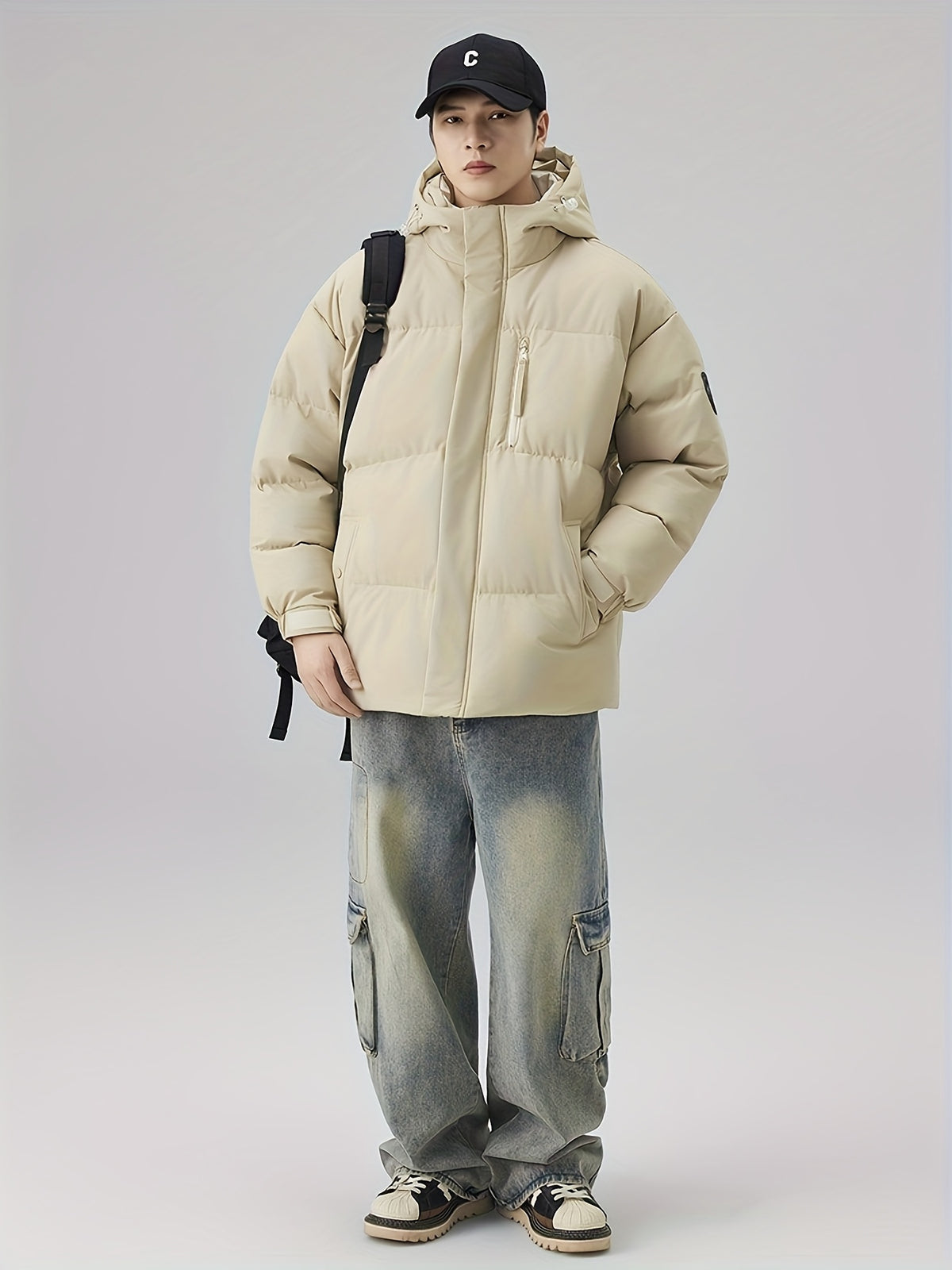 Manteau matelassé pour homme, à capuche, épi de blé jaune