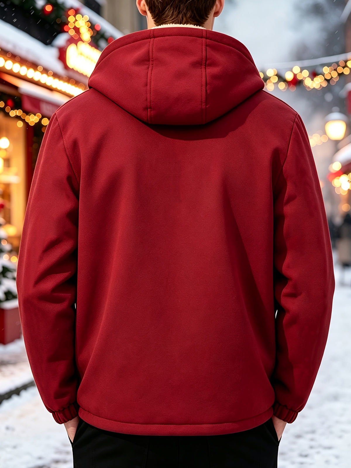 Manteau long pour homme, polaire, à capuche