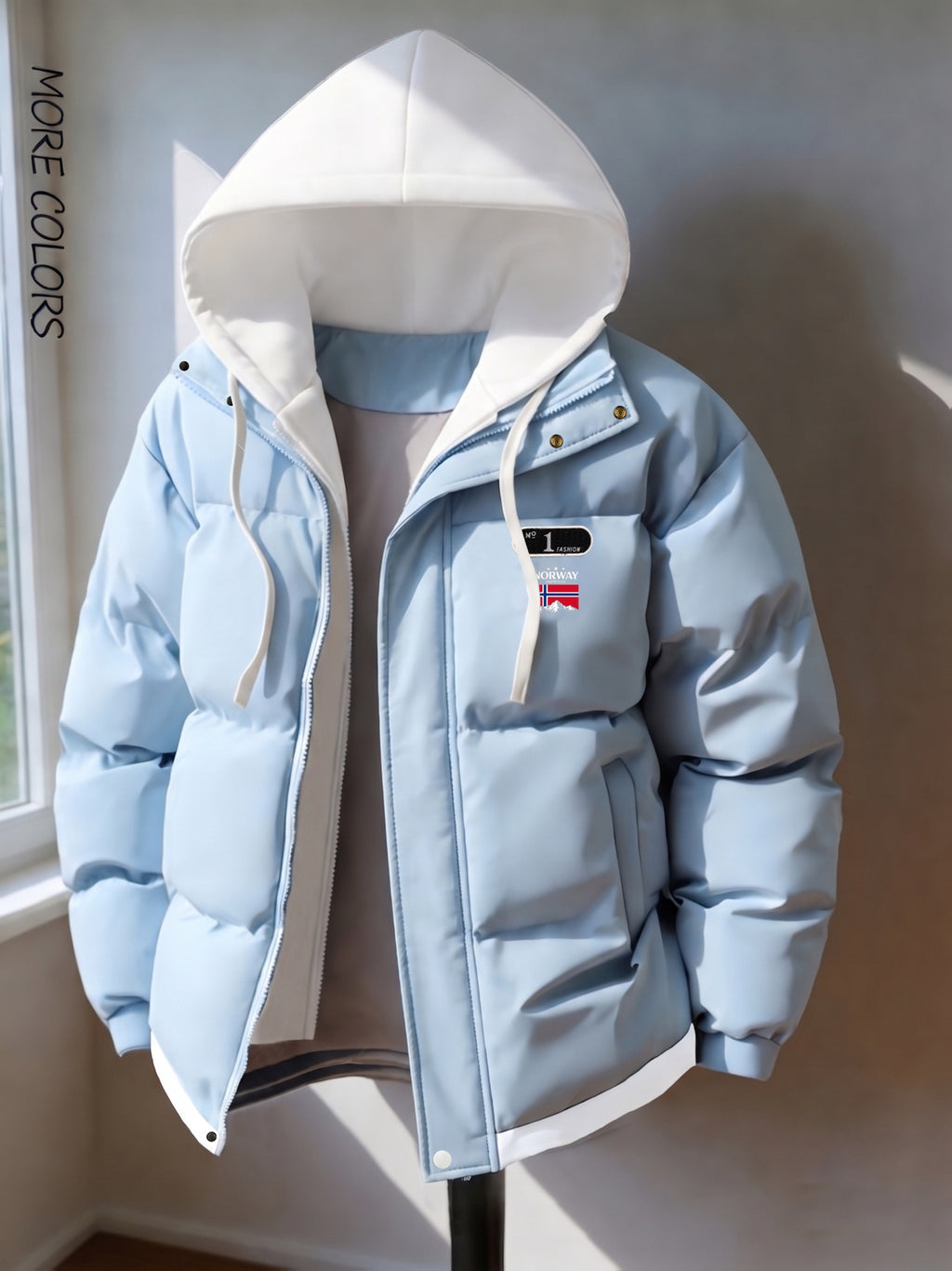 Veste pour homme, à capuche, bleu clair