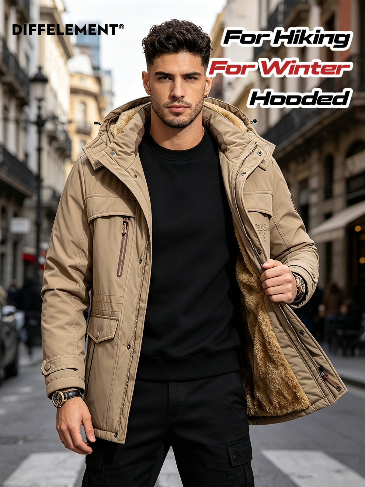 Parka matelassée pour homme, coupe-vent, à capuche