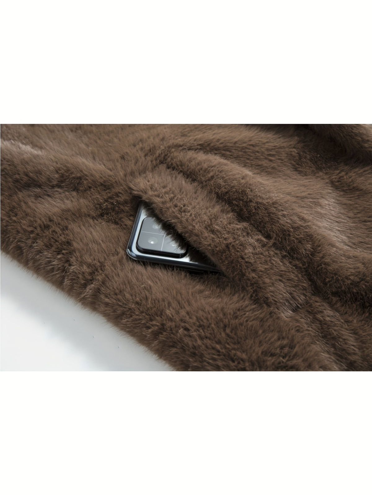 Veste pour homme, polaire, à revers, plaid café