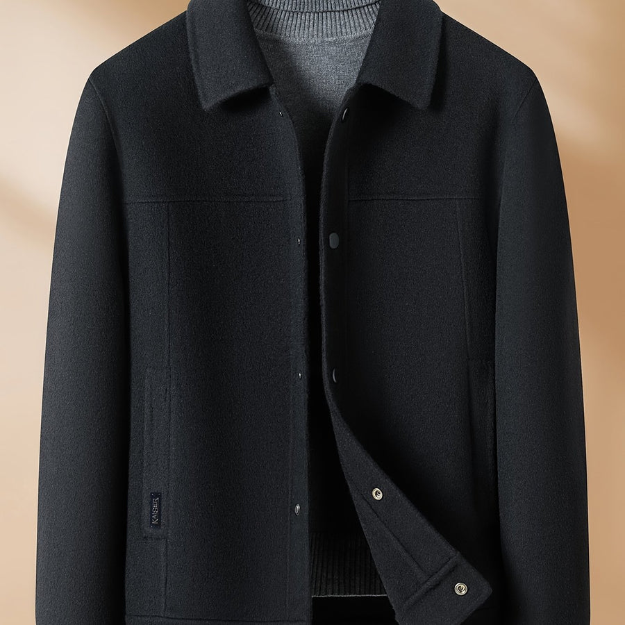 Veste en laine, 94,1 % laine, à revers, coloris noir, détail
