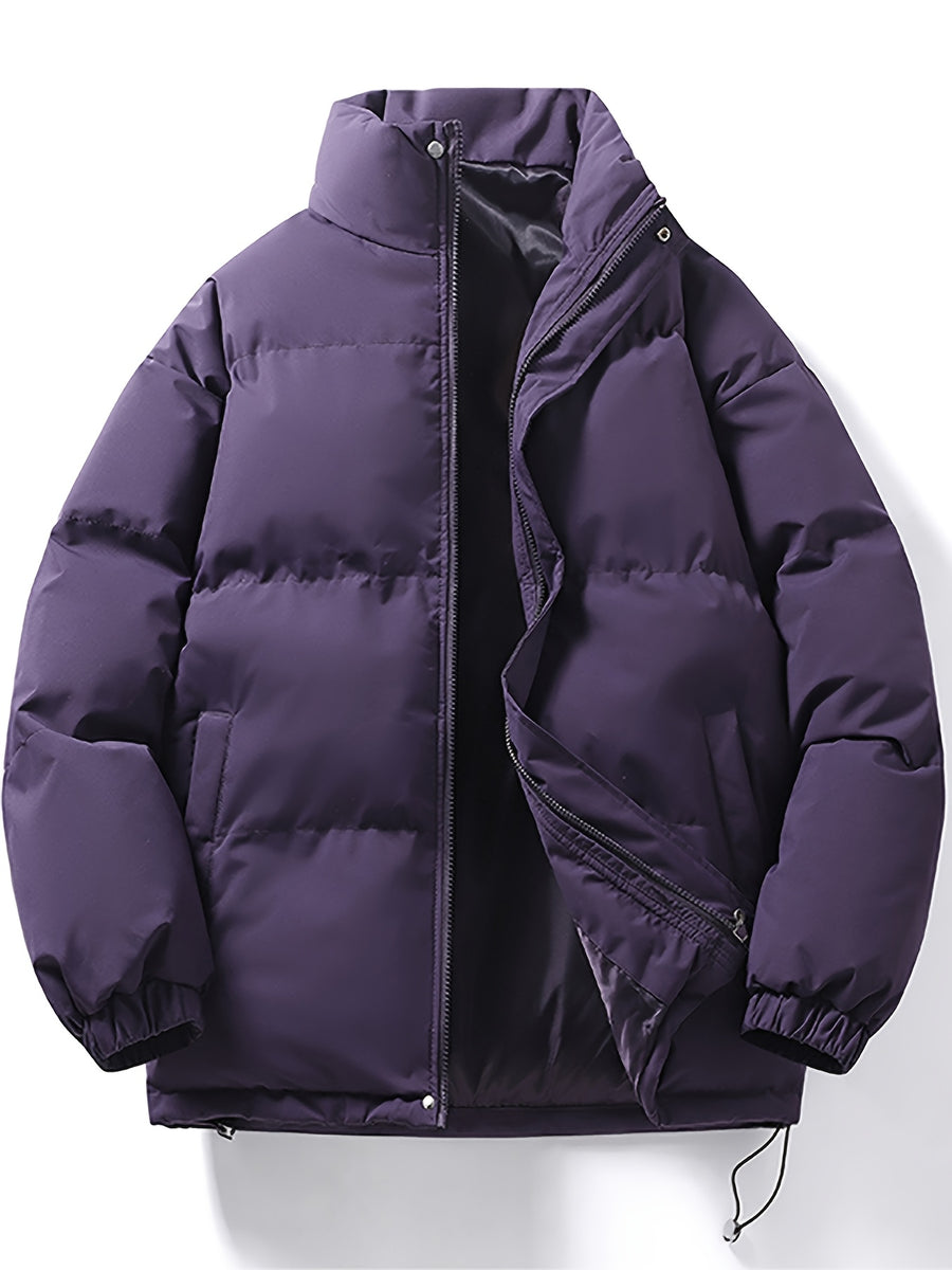 Manteau matelassé, à col montant, rouge tendre