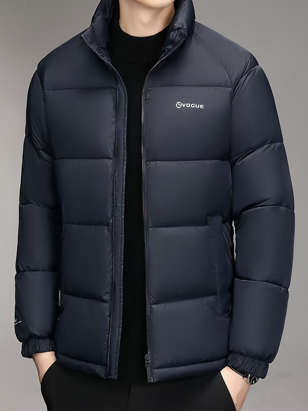 Manteau pour homme, à col montant, kaki