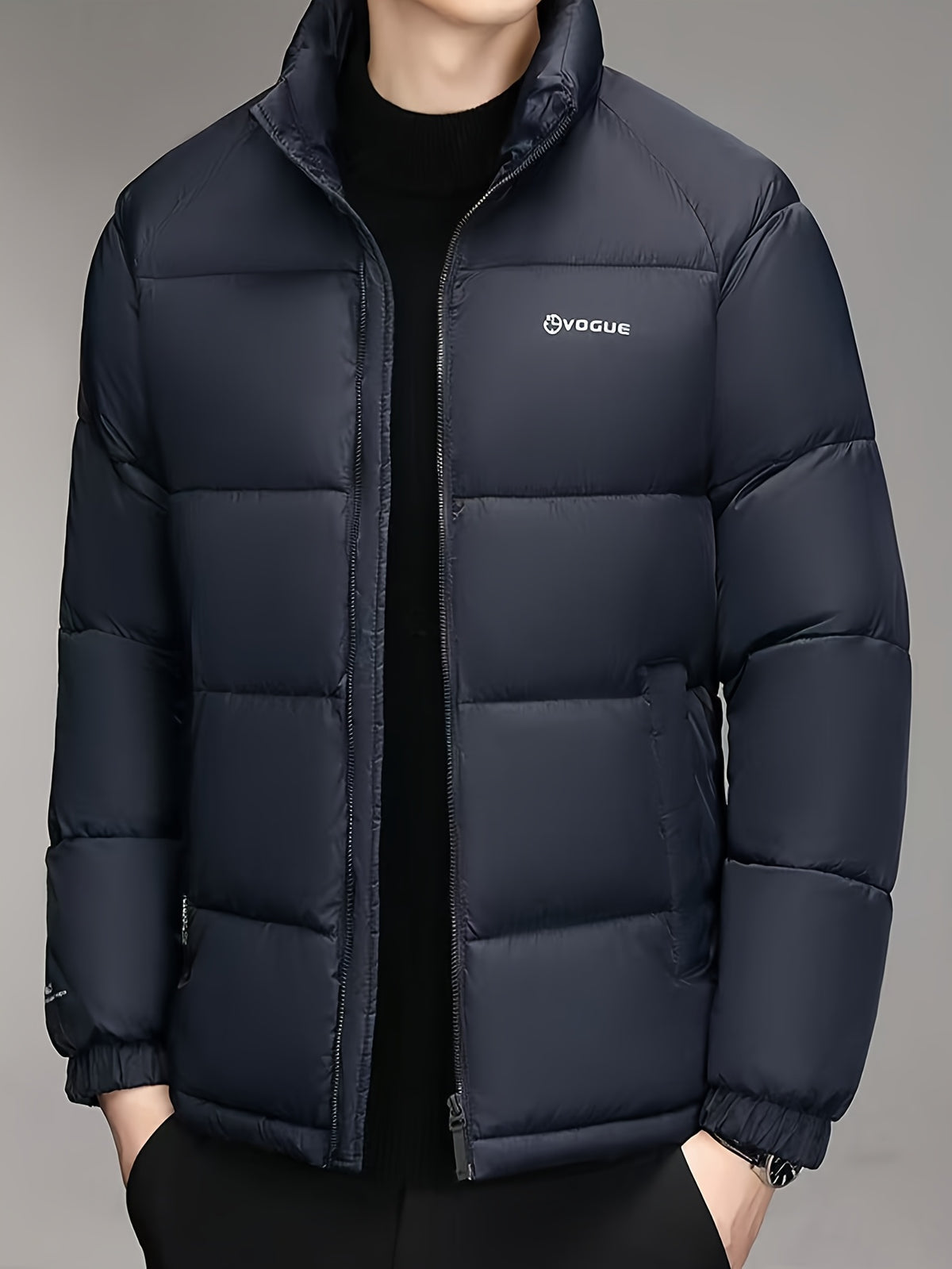 Manteau pour homme, à col montant, kaki
