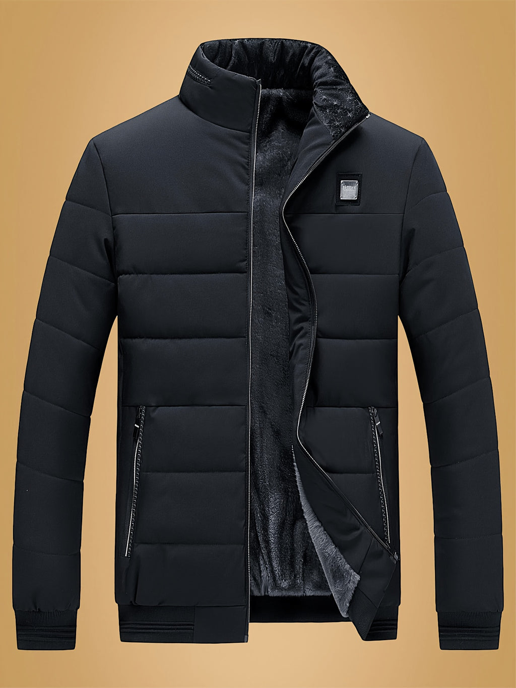 Veste matelassée pour homme, à col montant, noir