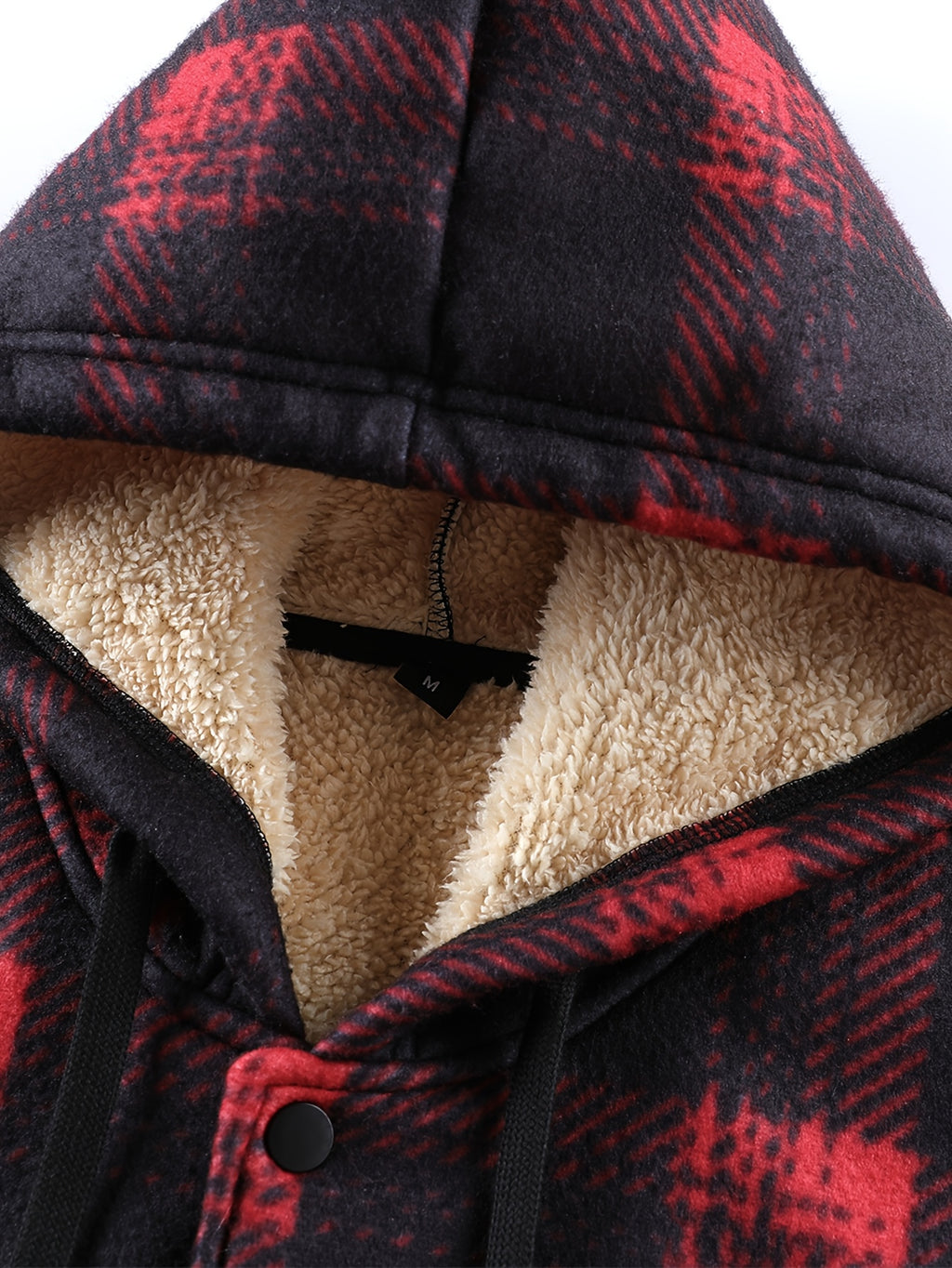 Veste pour homme, à carreaux, à capuche, rouge foncé-a