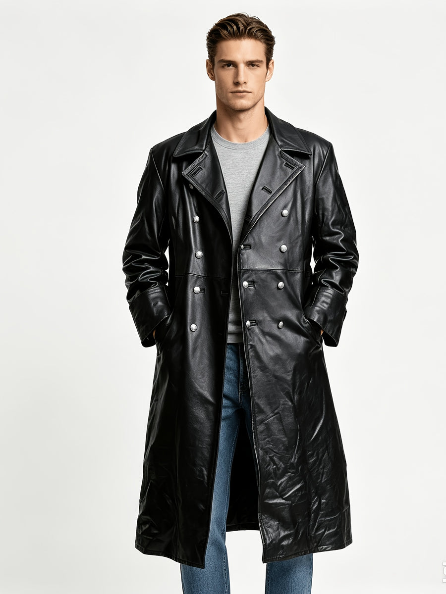 Manteau long, coupe-vent, à revers