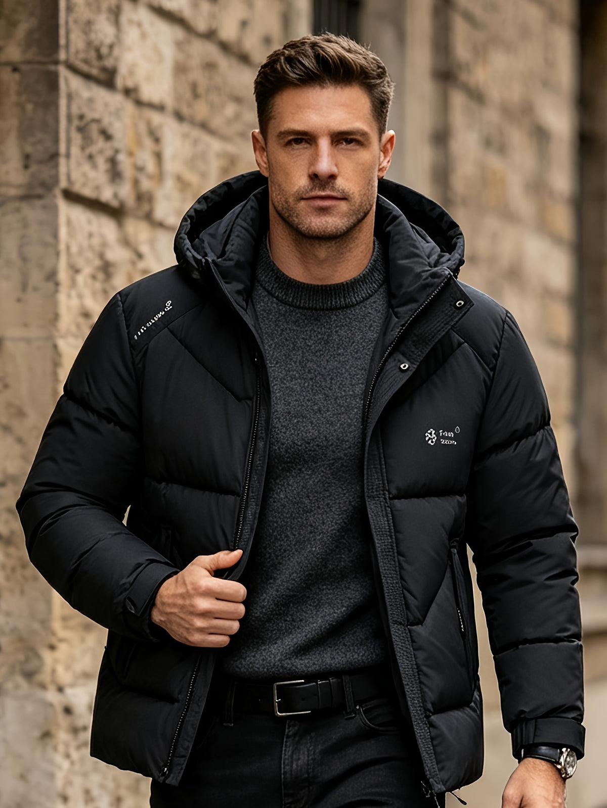 Veste matelassée pour homme, coupe-vent, à capuche