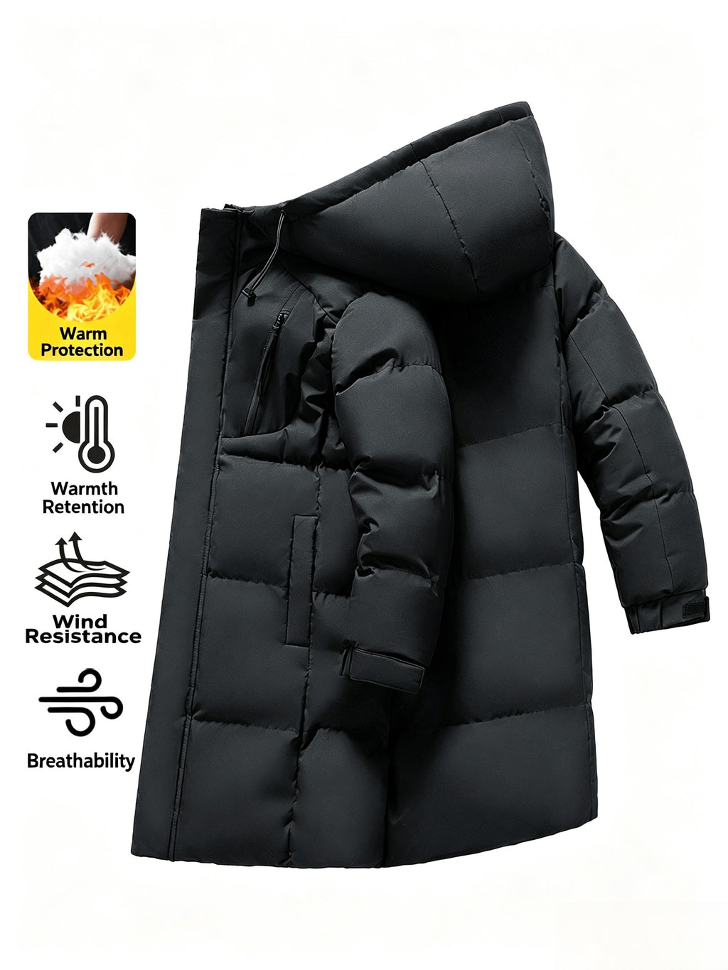 Veste matelassée pour homme, grandes tailles, à capuche, gris