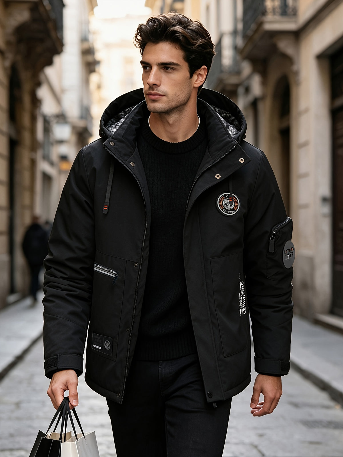 Veste pour homme, capuche amovible, blanc