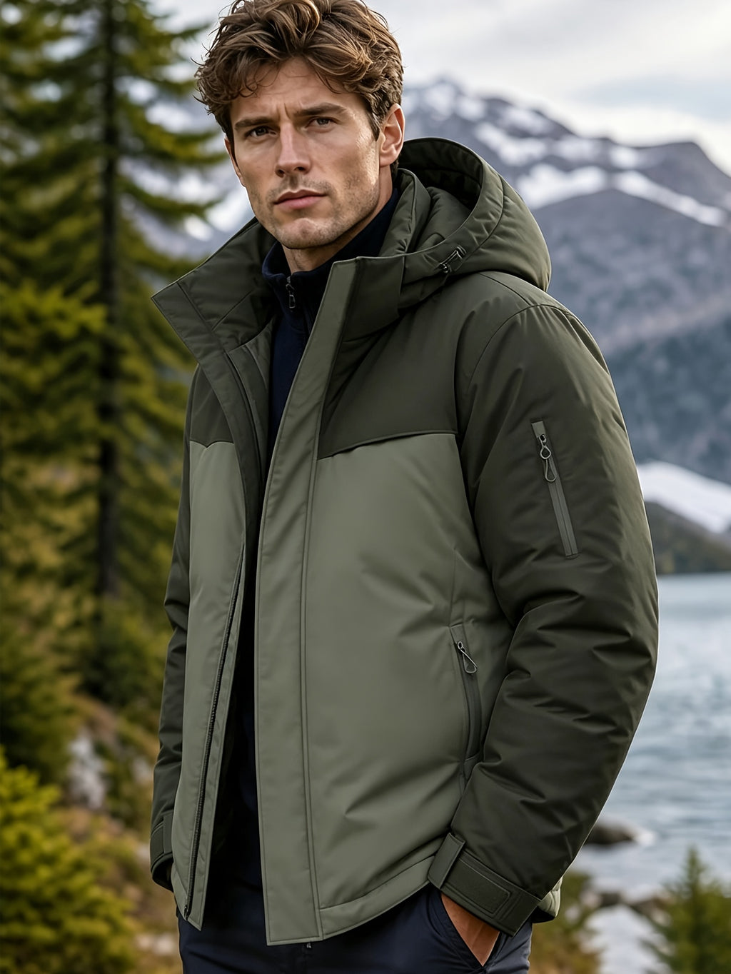 Veste pour homme, à capuche, gris de yinchuan