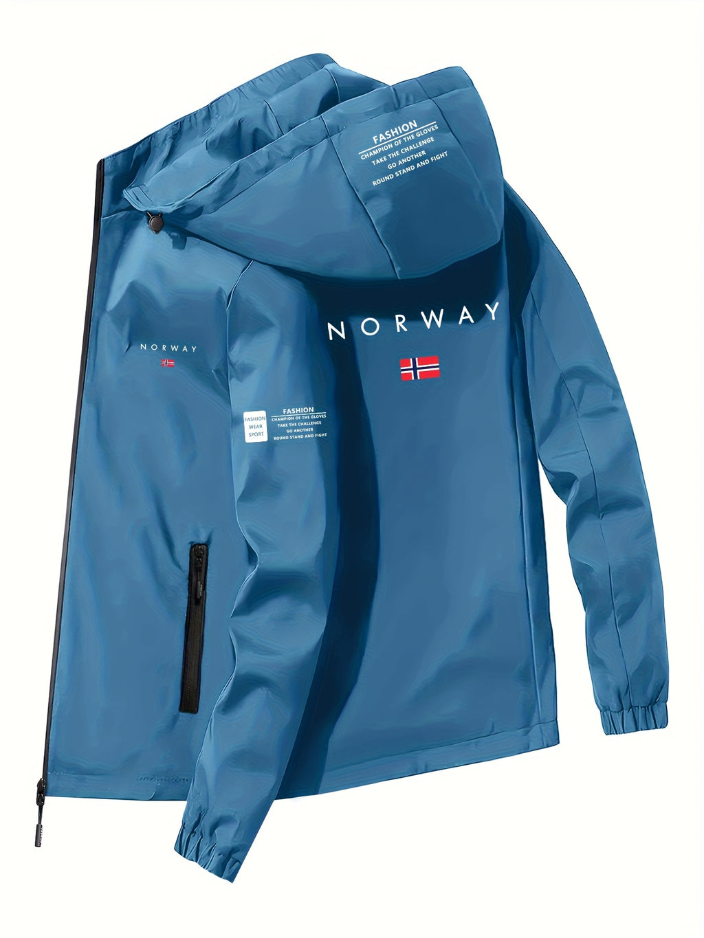 Veste pour homme, coupe-vent, à capuche, bleu étoile
