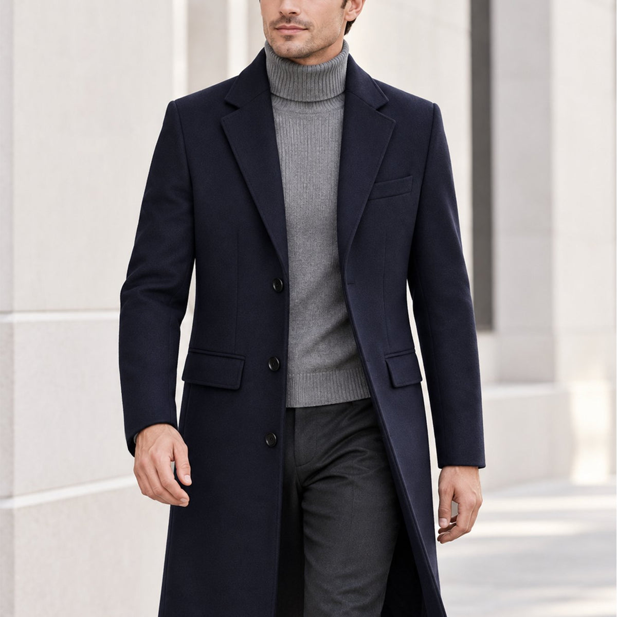 Veste en laine, 30 % laine, tweed, coloris version épaissie bleu marine Image