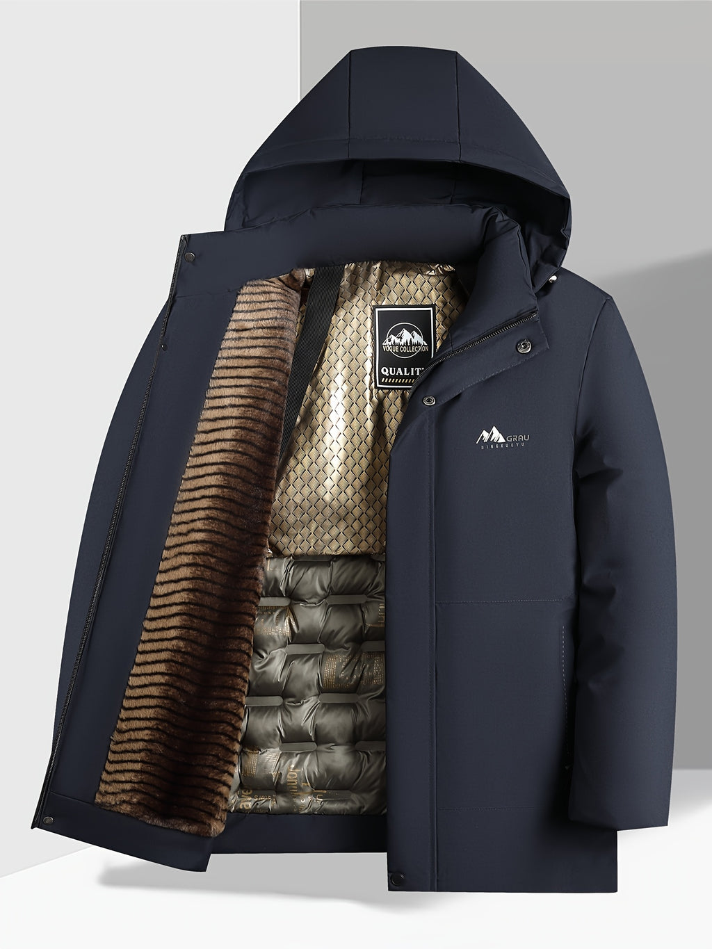 Veste pour homme, polaire, à col montant, kaki