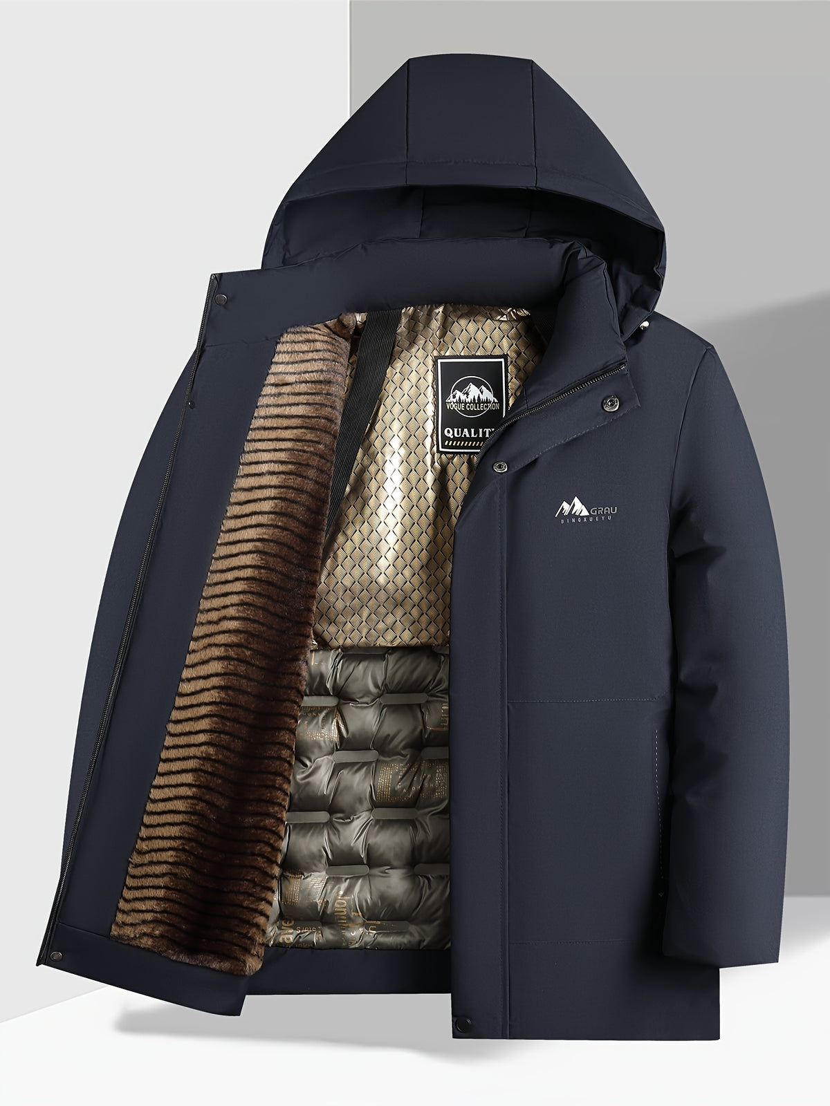 Veste pour homme, polaire, à col montant, kaki