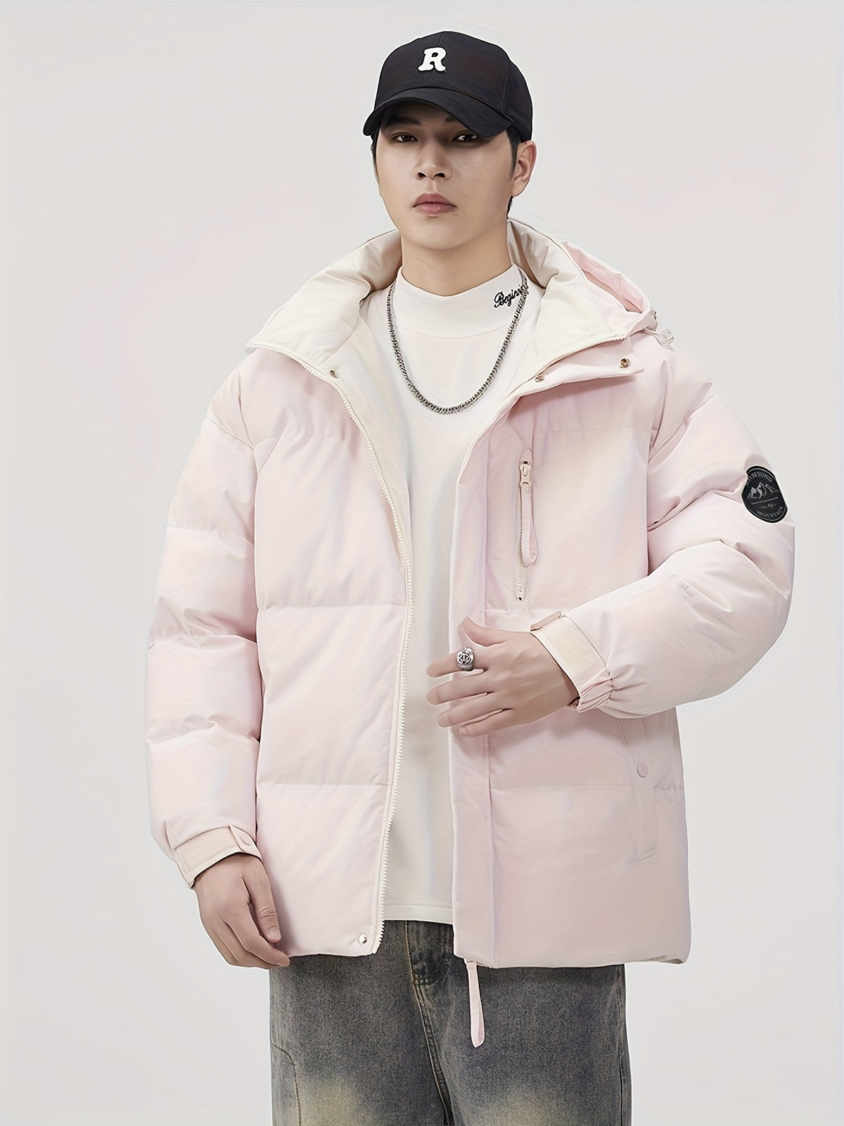 Manteau matelassé pour homme, à capuche, épi de blé jaune