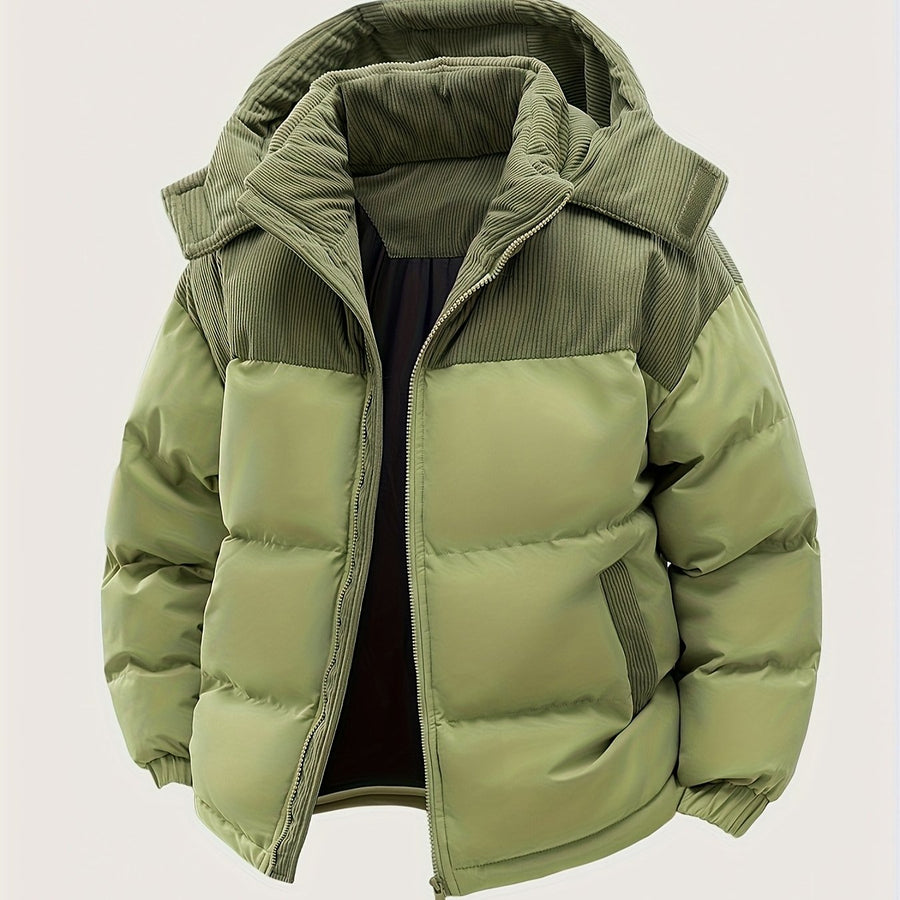 Veste pour homme, capuche amovible, noir long, vue 4