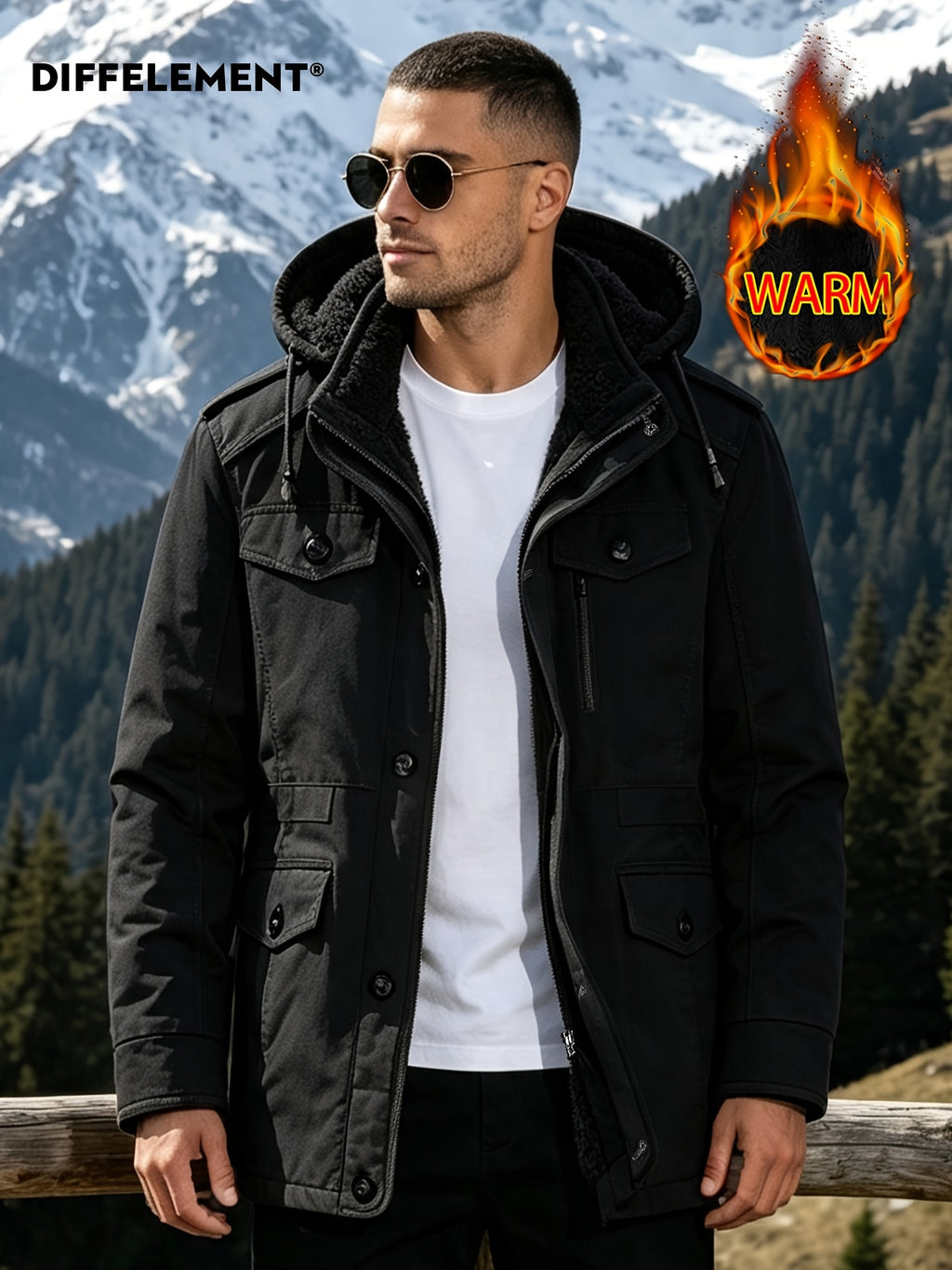 Parka pour homme, coupe-vent, à capuche