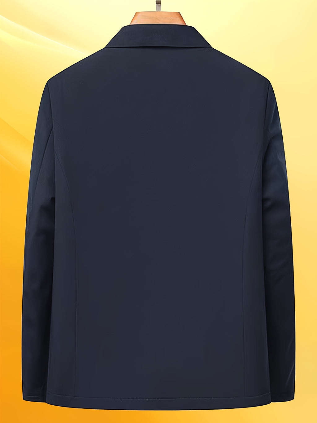 Manteau long pour homme, à revers, noir