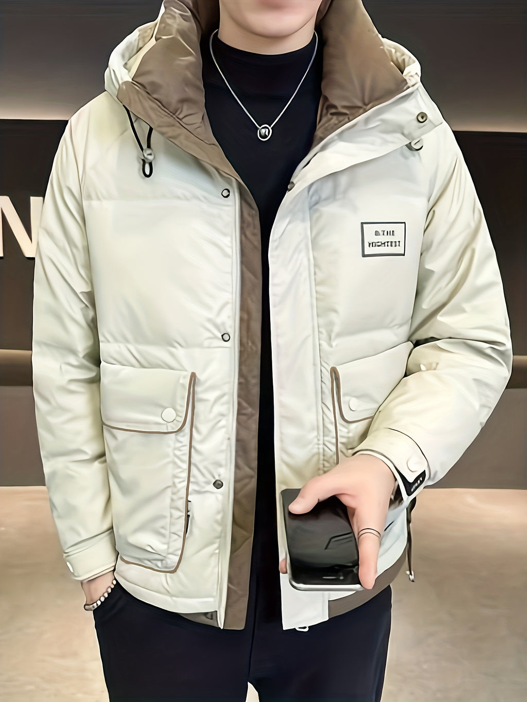 Manteau pour homme, à col montant, col montant