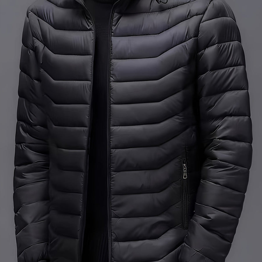 Veste matelassée pour homme, à capuche, bleu marine court, vue 2