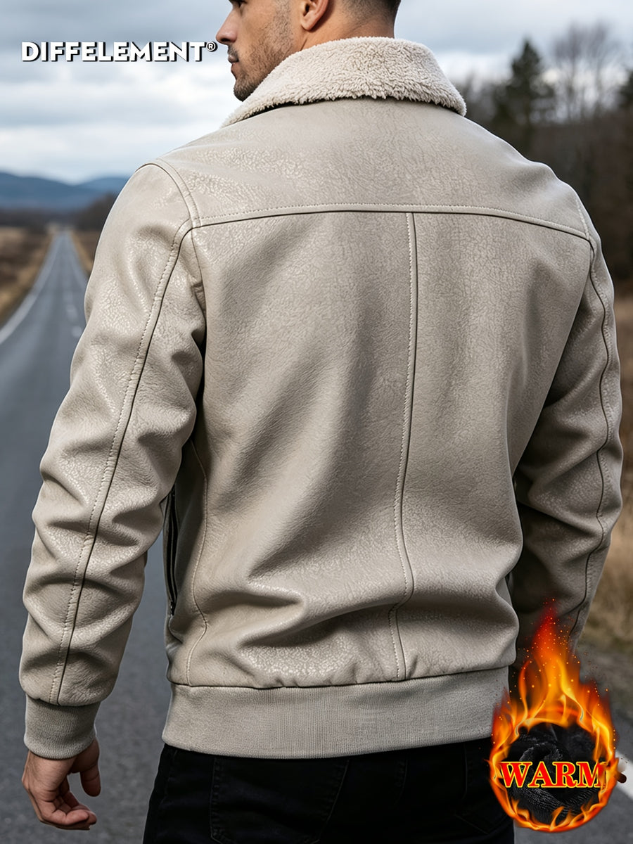 Veste en cuir PU, coupe-vent, à revers, détail du vêtement
