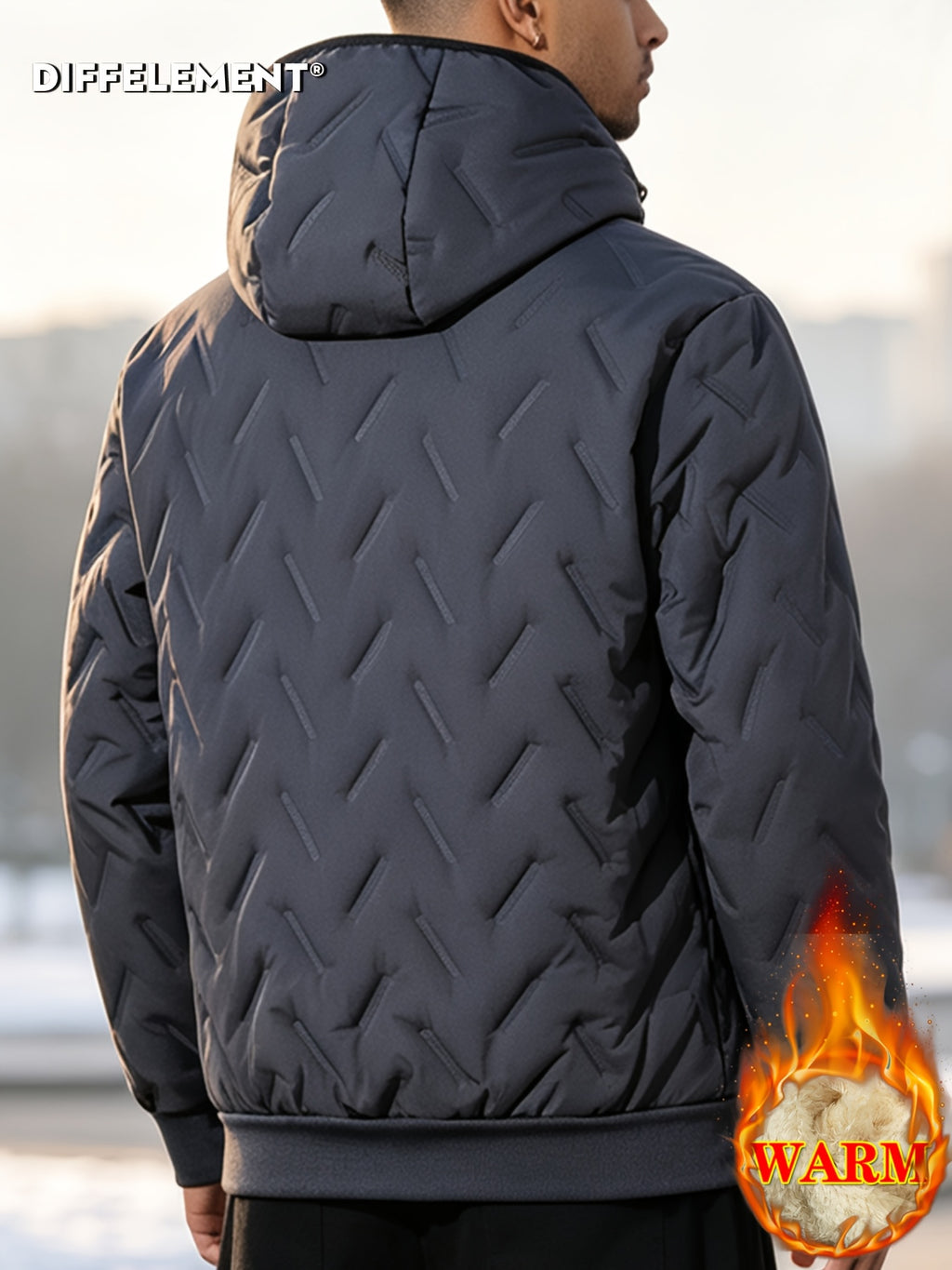 Veste matelassée pour homme, coupe-vent, à capuche, noir