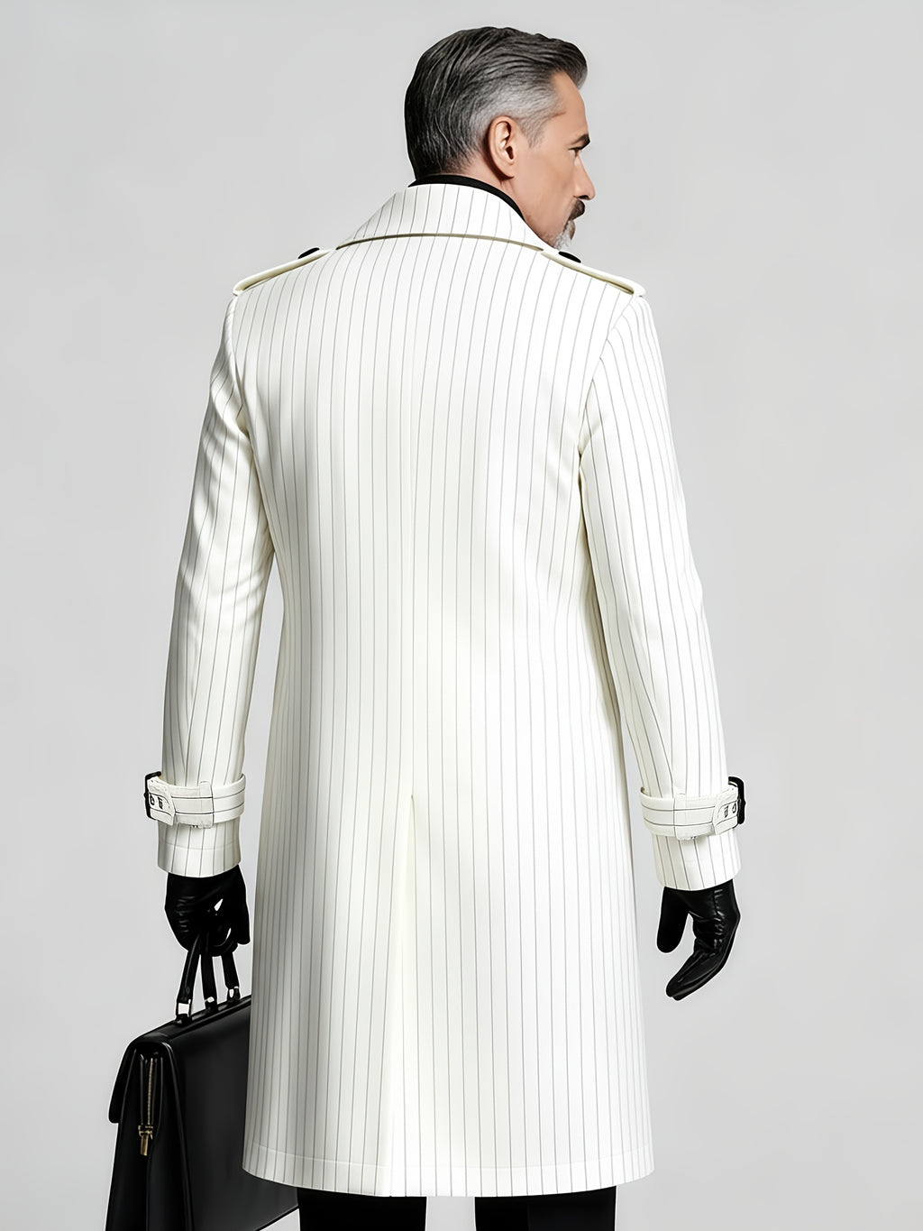 Manteau pour homme, à rayures, à revers