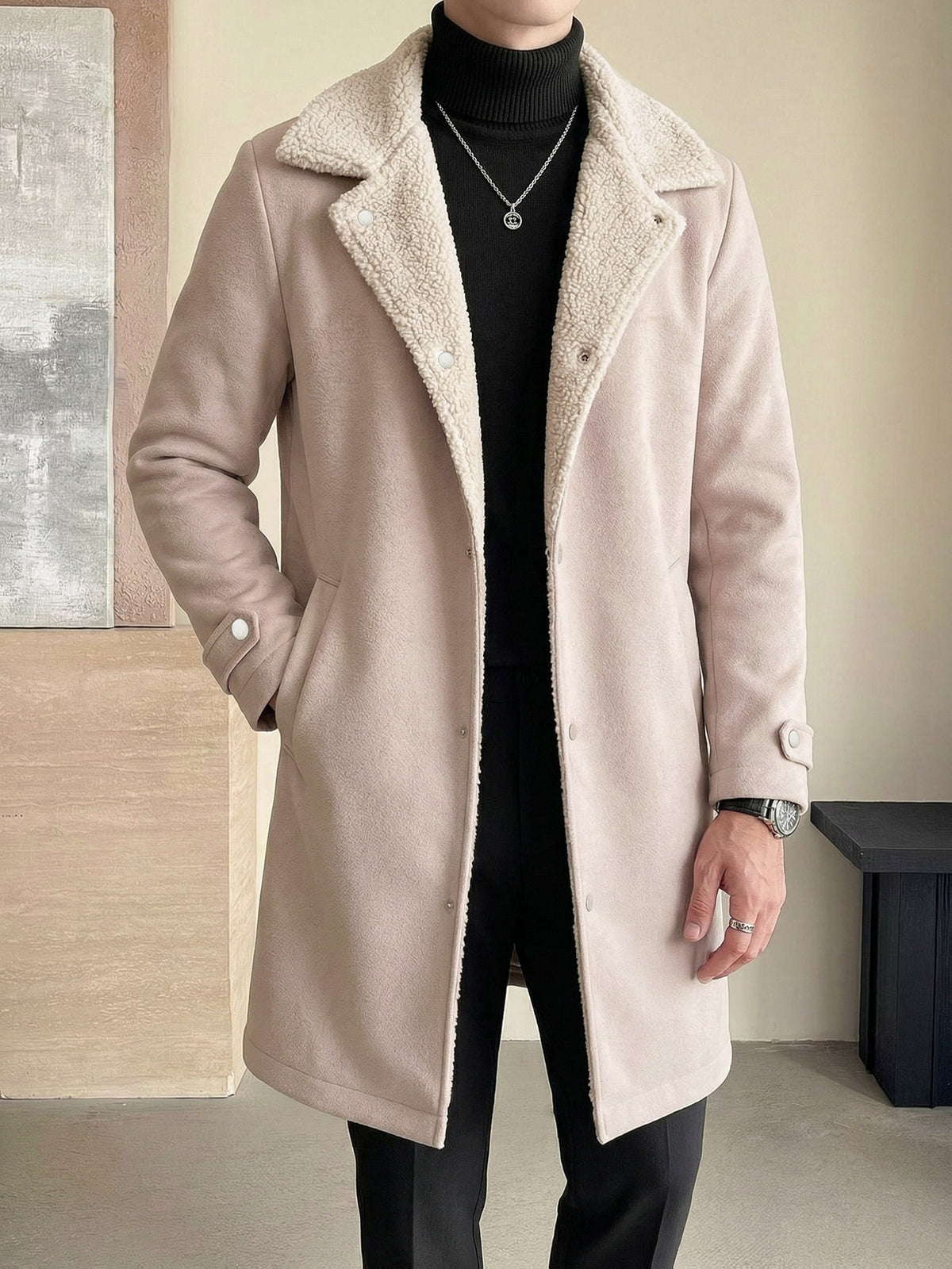 Trench pour homme, à revers, modele 5