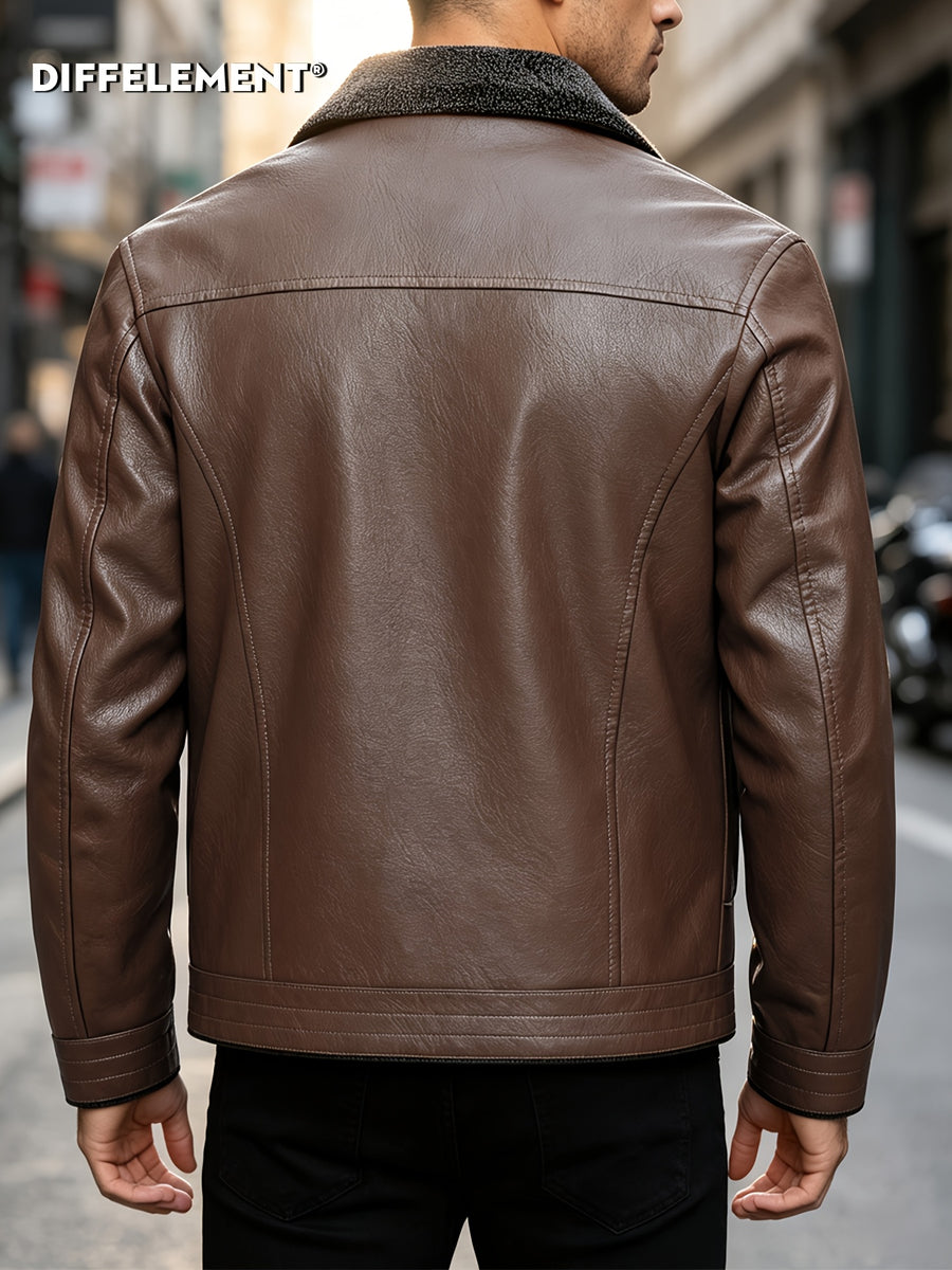 Veste en cuir PU, polaire, à revers, détail du vêtement