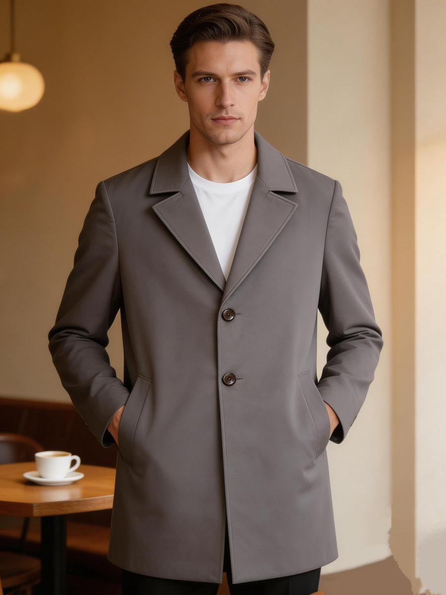 Trench, à revers, gris, détail du vêtement