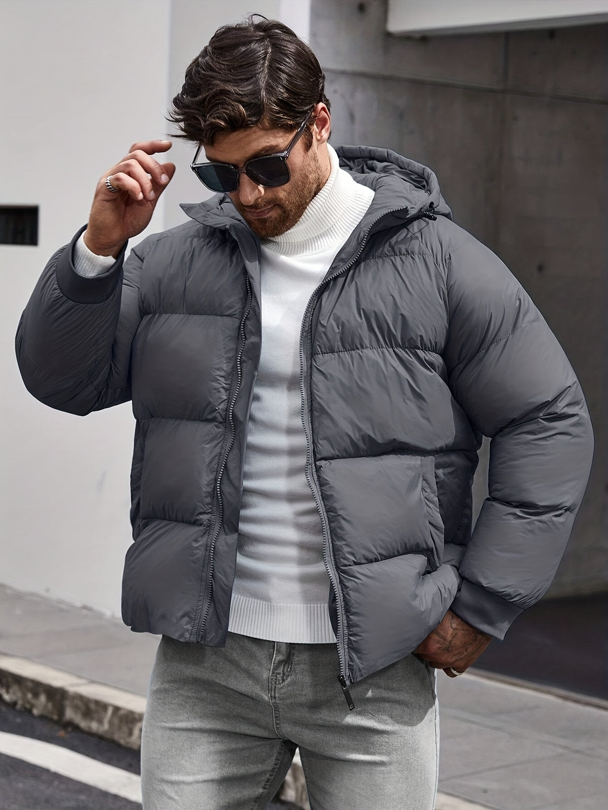 Manteau matelassé pour homme, à capuche