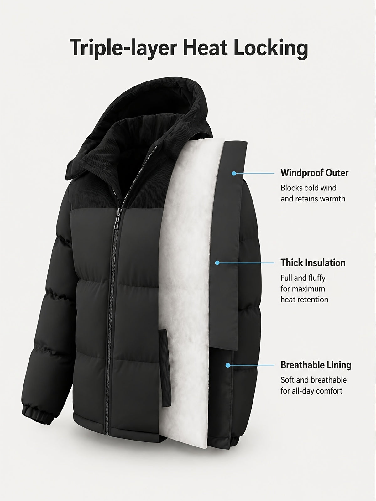 Veste pour homme, coupe-vent, à capuche, kaki