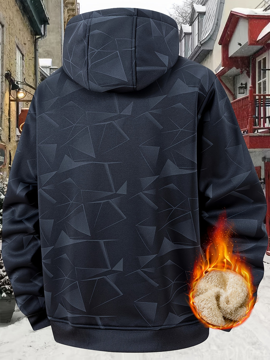 Manteau pour homme, polaire, à capuche, marron foncé