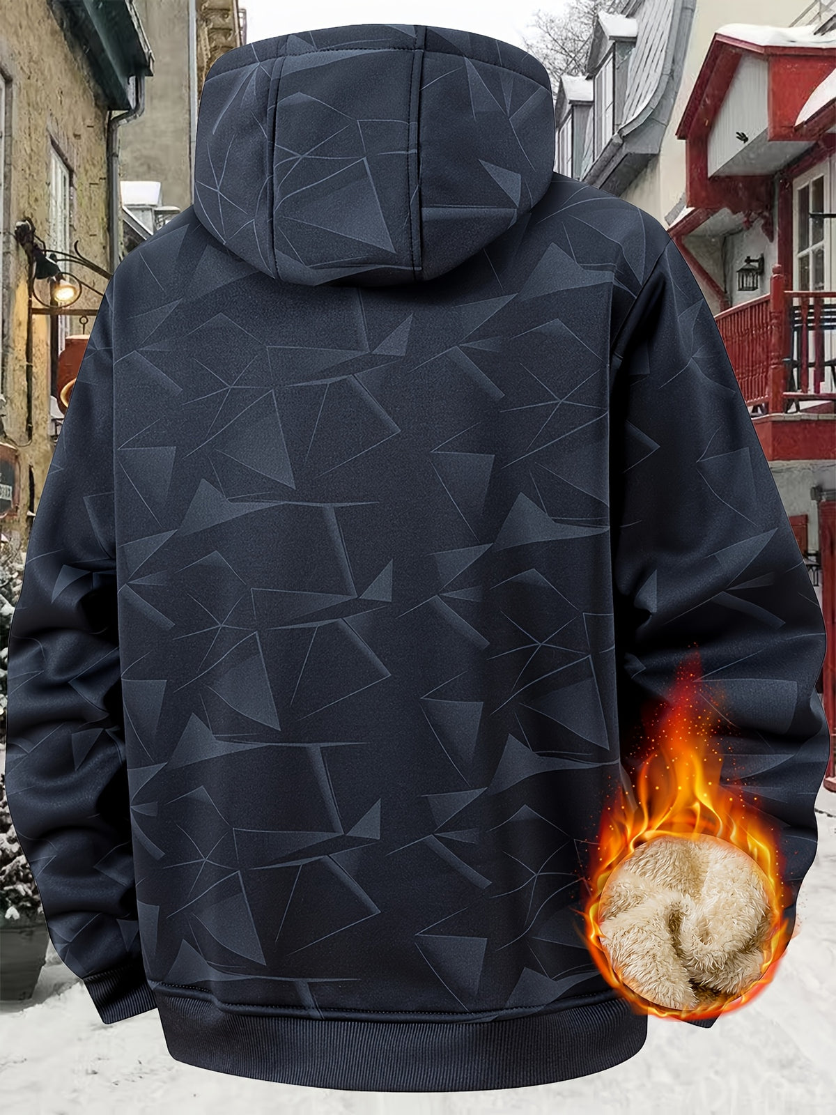 Manteau pour homme, polaire, à capuche, marron foncé