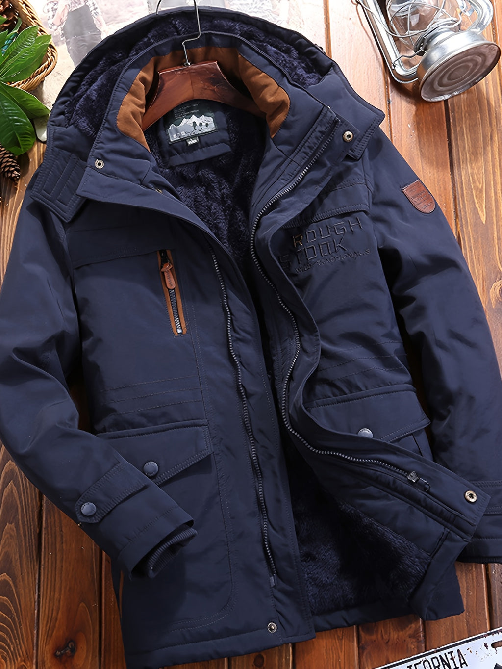 Veste pour homme, polaire, à capuche, bleu foncé