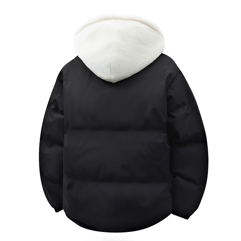 Veste en fausse fourrure pour homme, à capuche, blanc ivoire