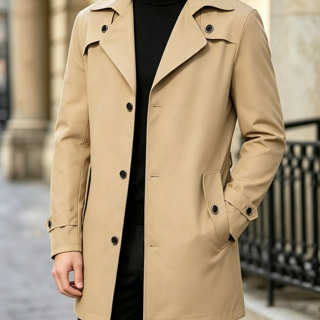 Trench, à revers, poche, coloris kaki