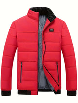 Manteau matelassé, velours, à col montant