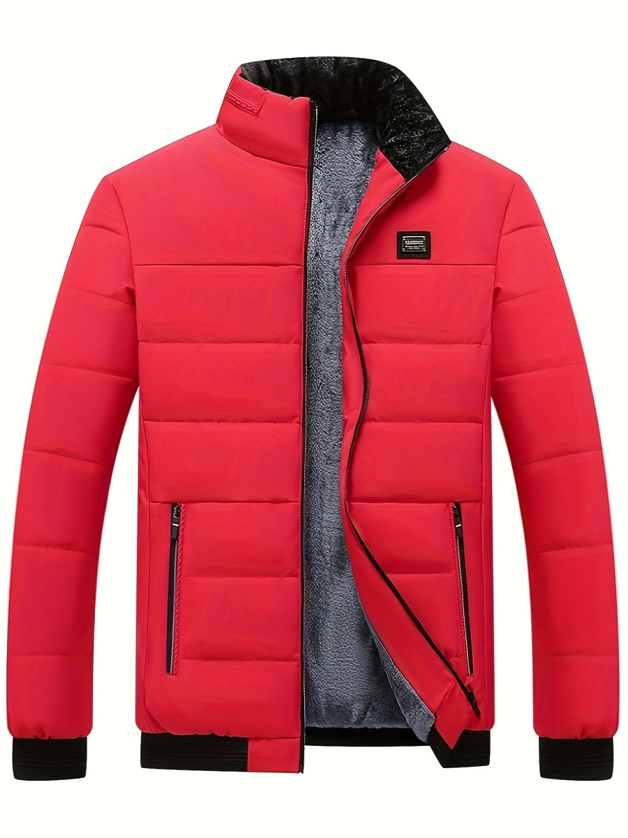 Manteau matelassé, velours, à col montant