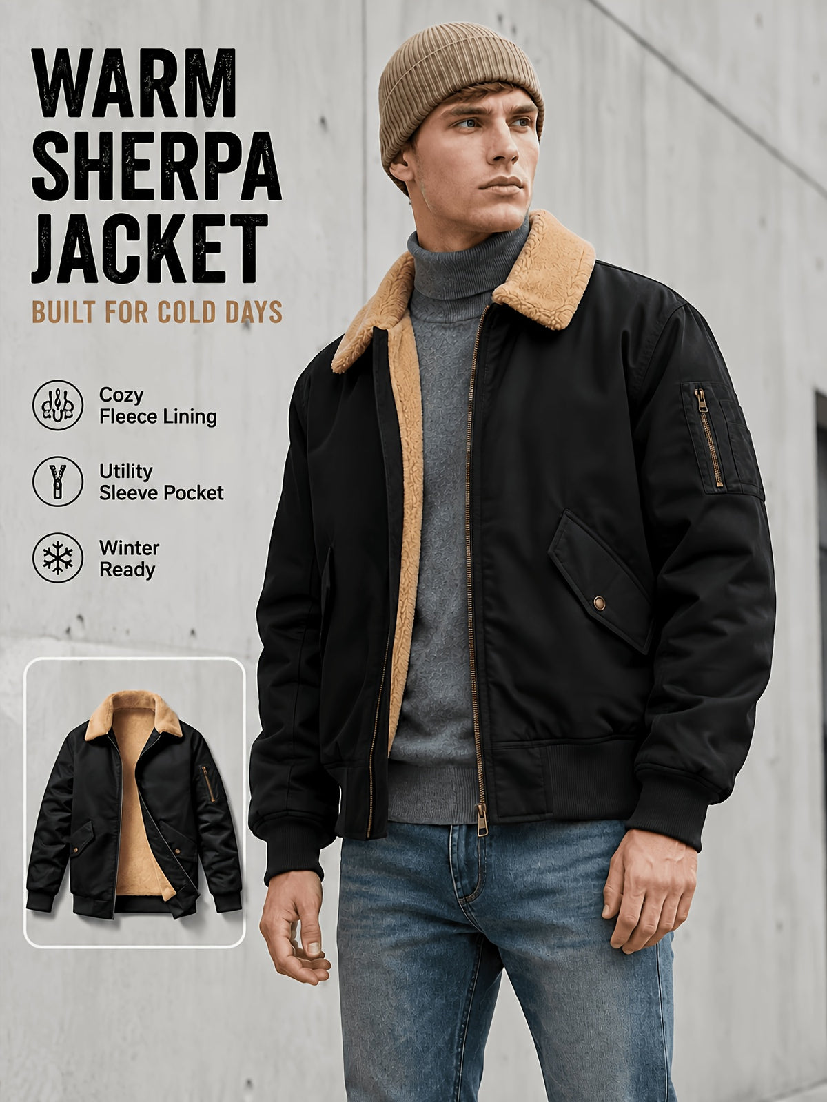 Veste pour homme, coupe-vent, noir