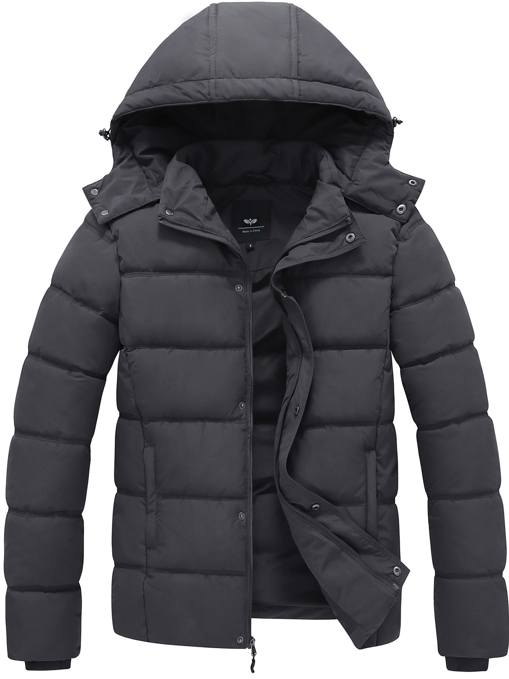 Veste matelassée pour homme, coupe-vent, à capuche, col montant