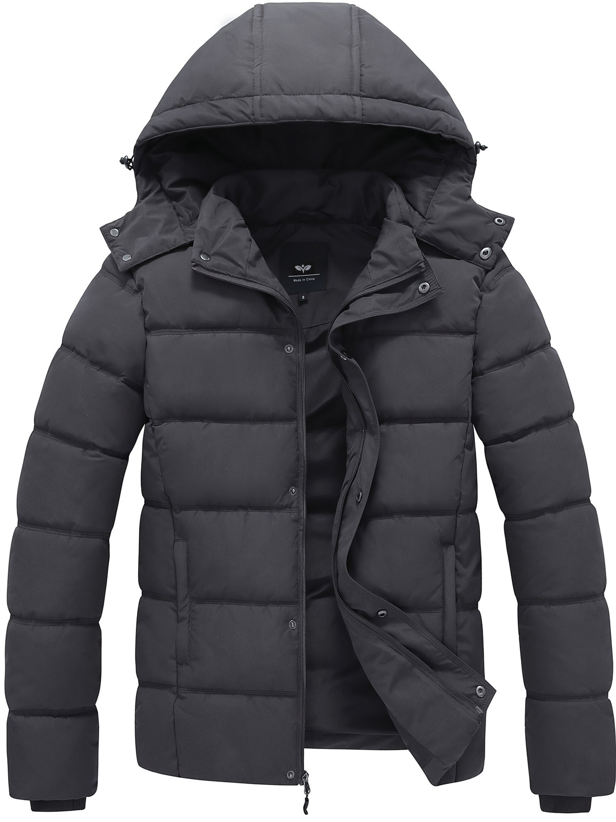 Veste matelassée pour homme, coupe-vent, à capuche, col montant
