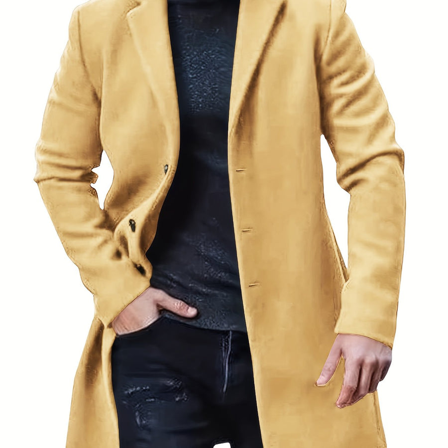 Trench mi-long, à revers, brun jaunâtre, coloris brun jaunâtre